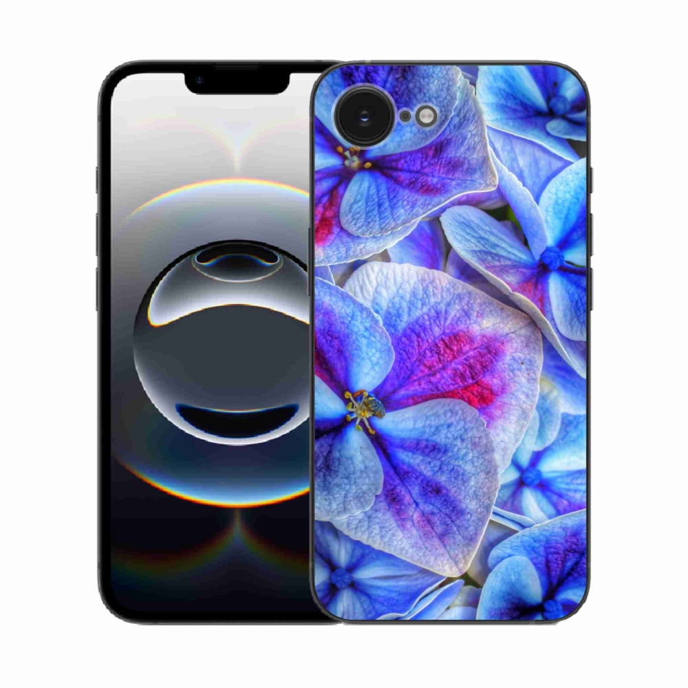 Zselés borítás mmCase iPhone 16e készülékhez - kék virágok 1