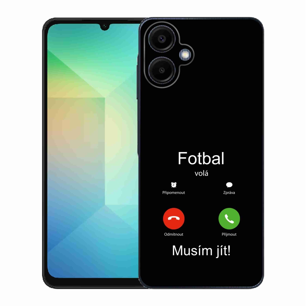 Gél borító mmCase Samsung Galaxy A06 4G - futball hívások fekete háttérrel