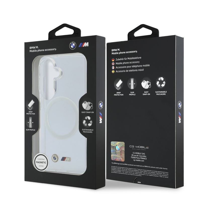 BMW M IML fém logó mágneses hátlap Samsung Galaxy S26-hoz átlátszó