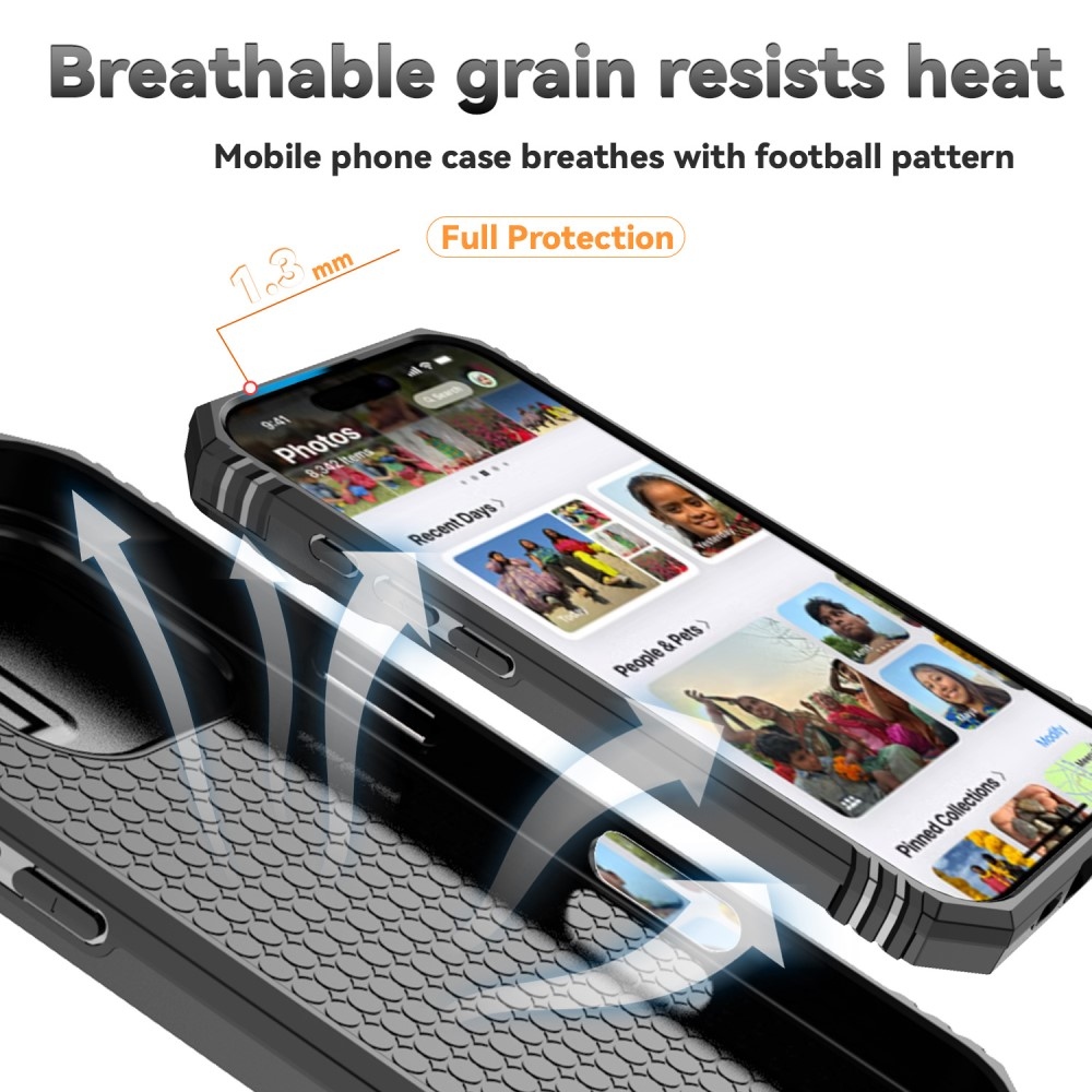 Tartós csúszásálló borító iPhone 16 Pro készülékhez - Fekete