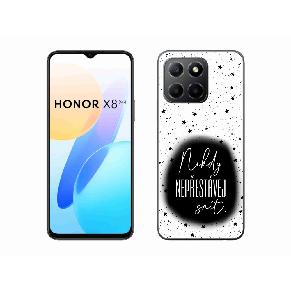 Gél borítás mmCase a Honor X8 5G/Honor 70 Lite 5G készülékhez - Idézet 1 fekete és fehér háttérrel