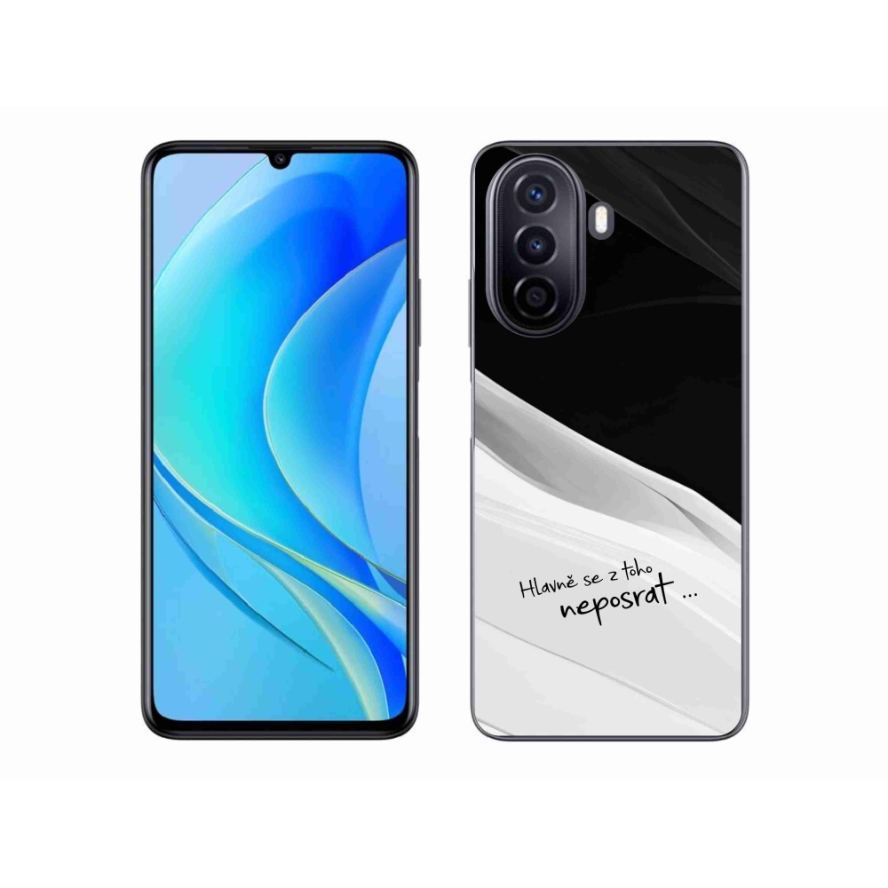 Gél borító mmCase a Huawei Nova Y70-hez - vicces szöveg 13 fehér és fekete háttérrel