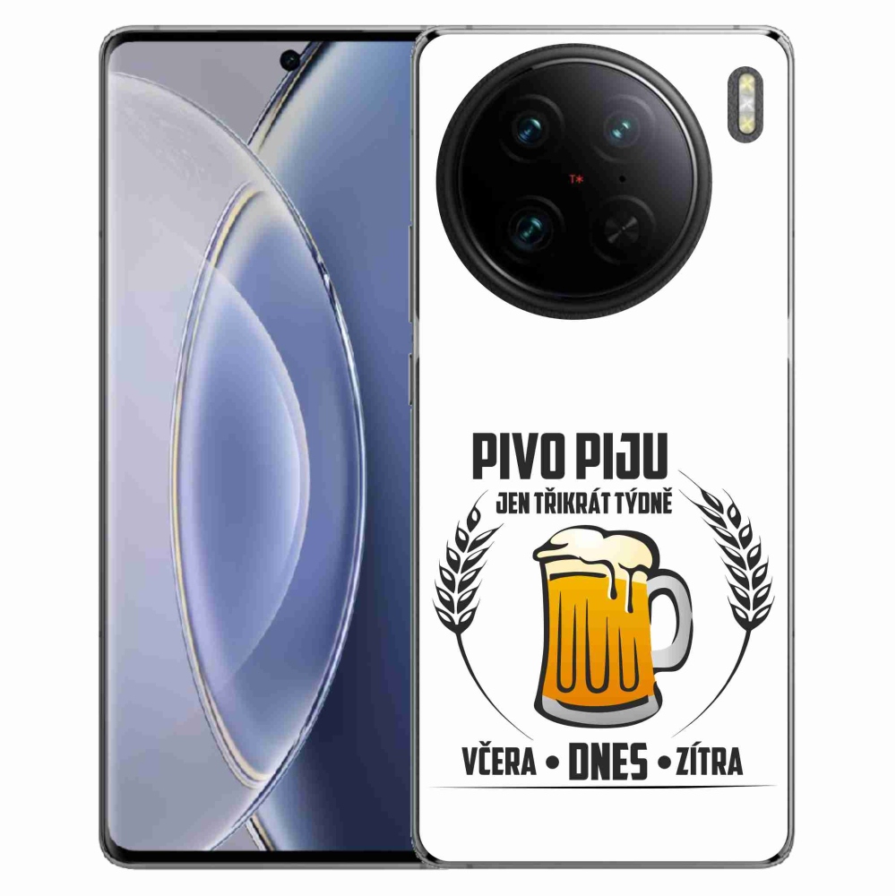 Gél borító mmCase a Vivo X90 Pro készülékhez - sör motívum fehér háttérrel