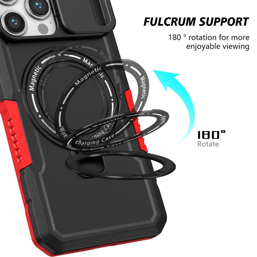 Katonai tartós védőburkolat MagSafe-vel iPhone 14 Pro Max készülékhez - Piros/fekete