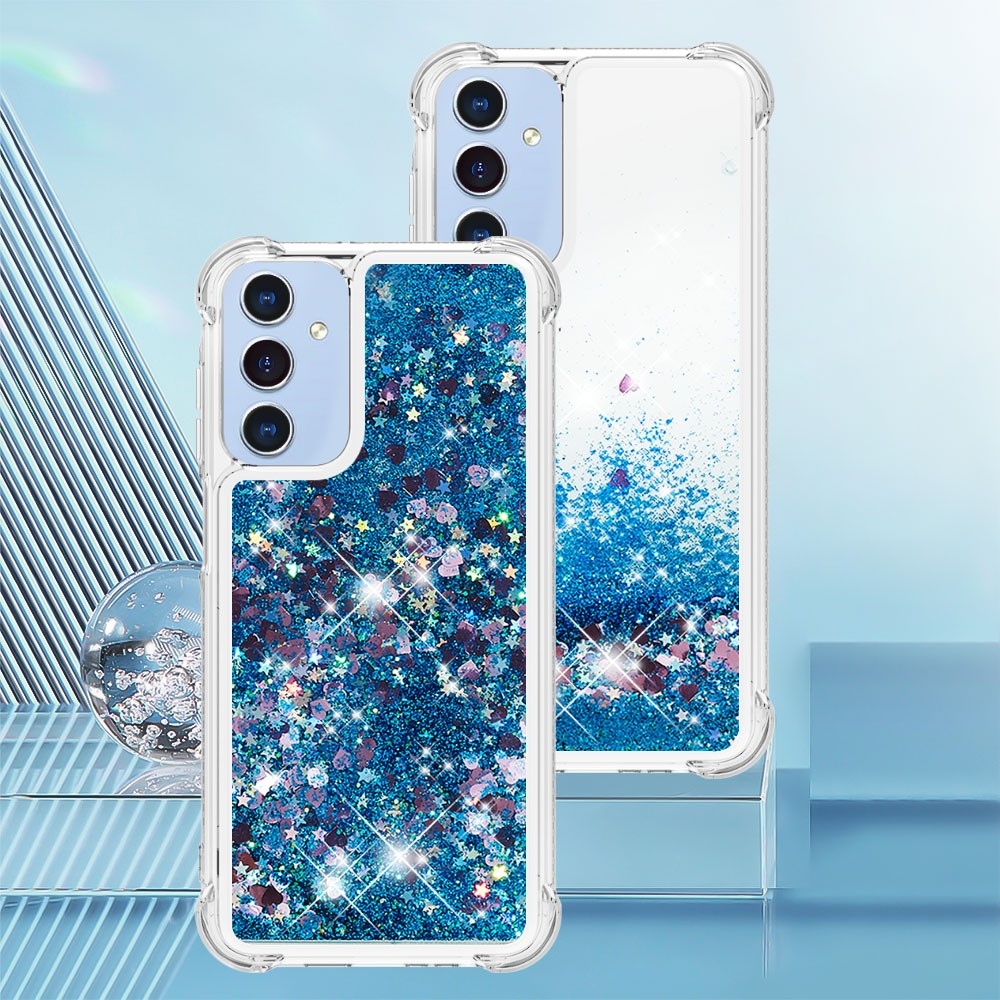 Glitter homokóra zselés tok Samsung Galaxy A26 5G - kék/szívek