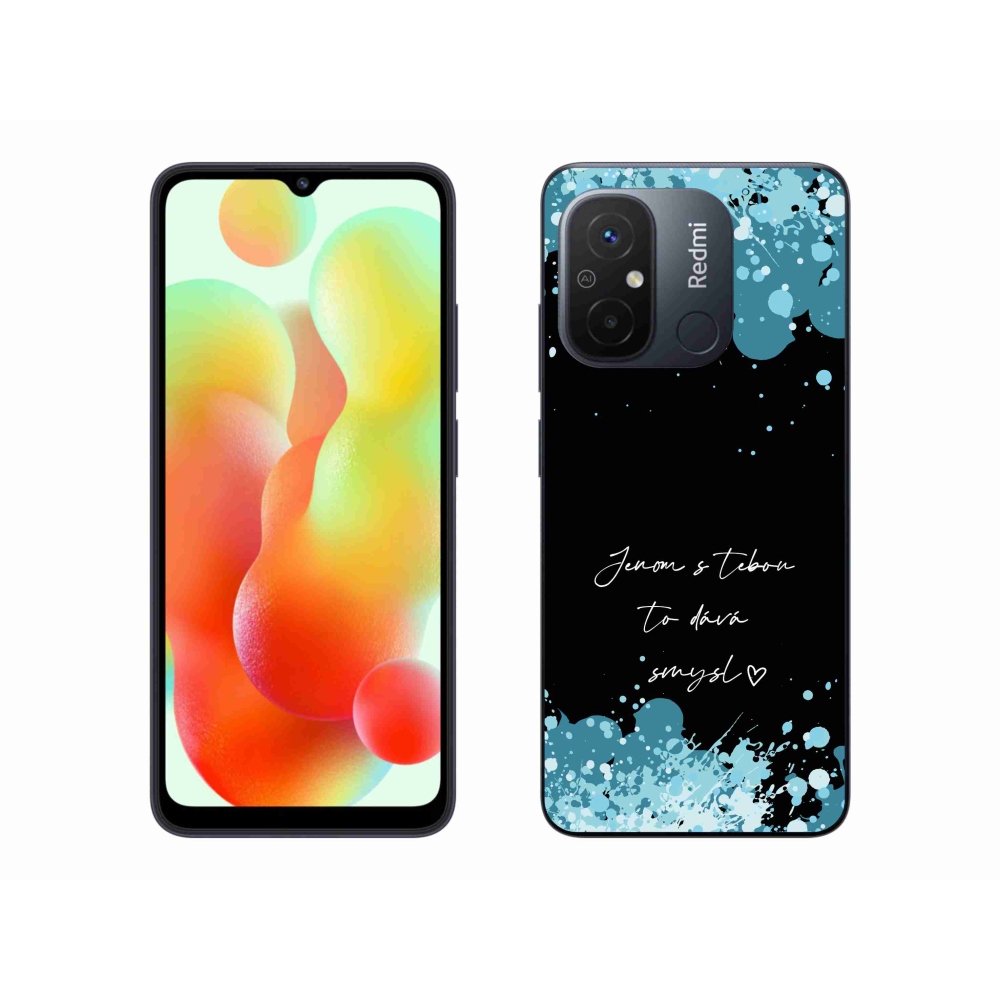Gél borító mmCase a Xiaomi Redmi 12C-hez - szerelmes szöveg fekete háttérrel