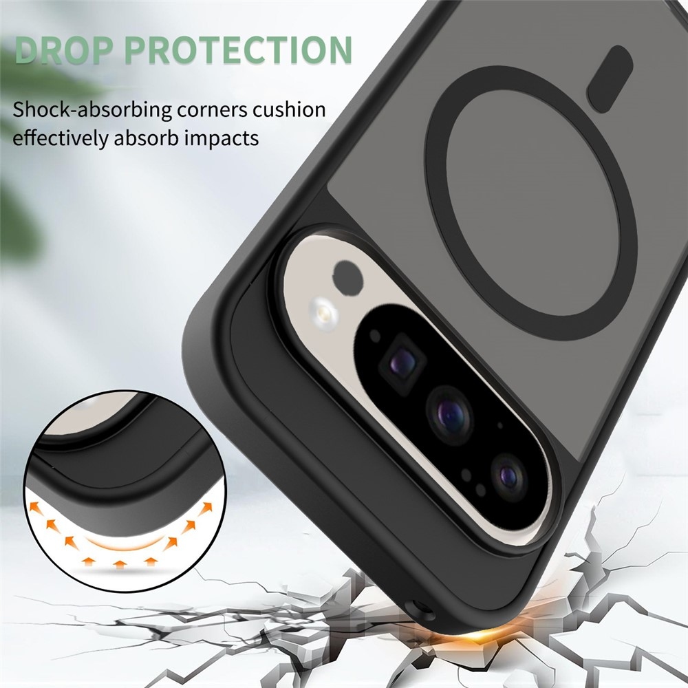 Bőr zselés tok fix hátlappal és MagSafe támogatással a Google Pixel 10 Pro/Pixel 10 készülékhez - fekete