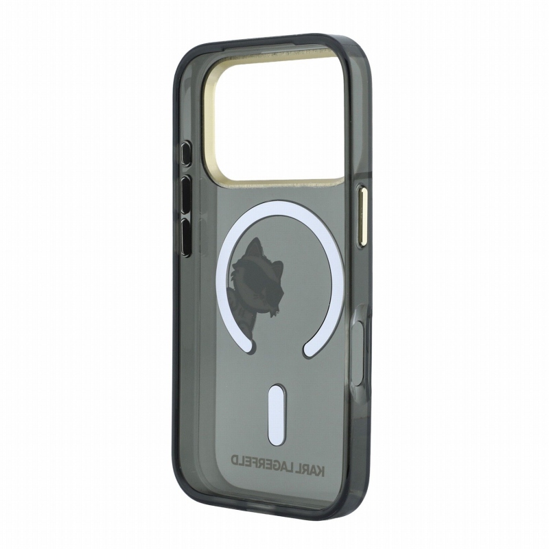 Karl Lagerfeld IML Choupette Peekaboo Magsafe hátsó tok iPhone 18 Pro Max-hoz, fekete