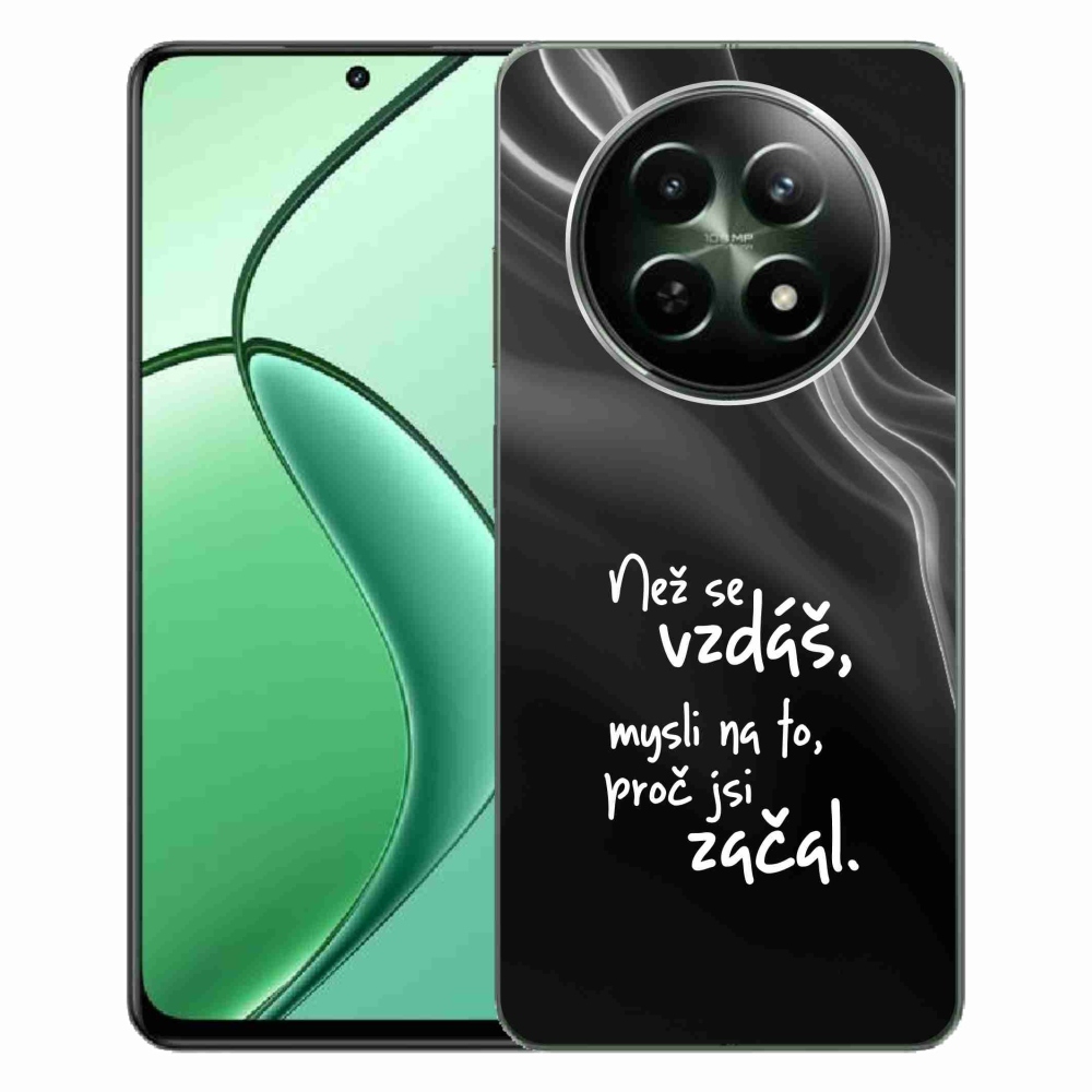 Gél borítás mmCase a Realme 12 5G/12x 5G - idézet 2 fekete háttérrel