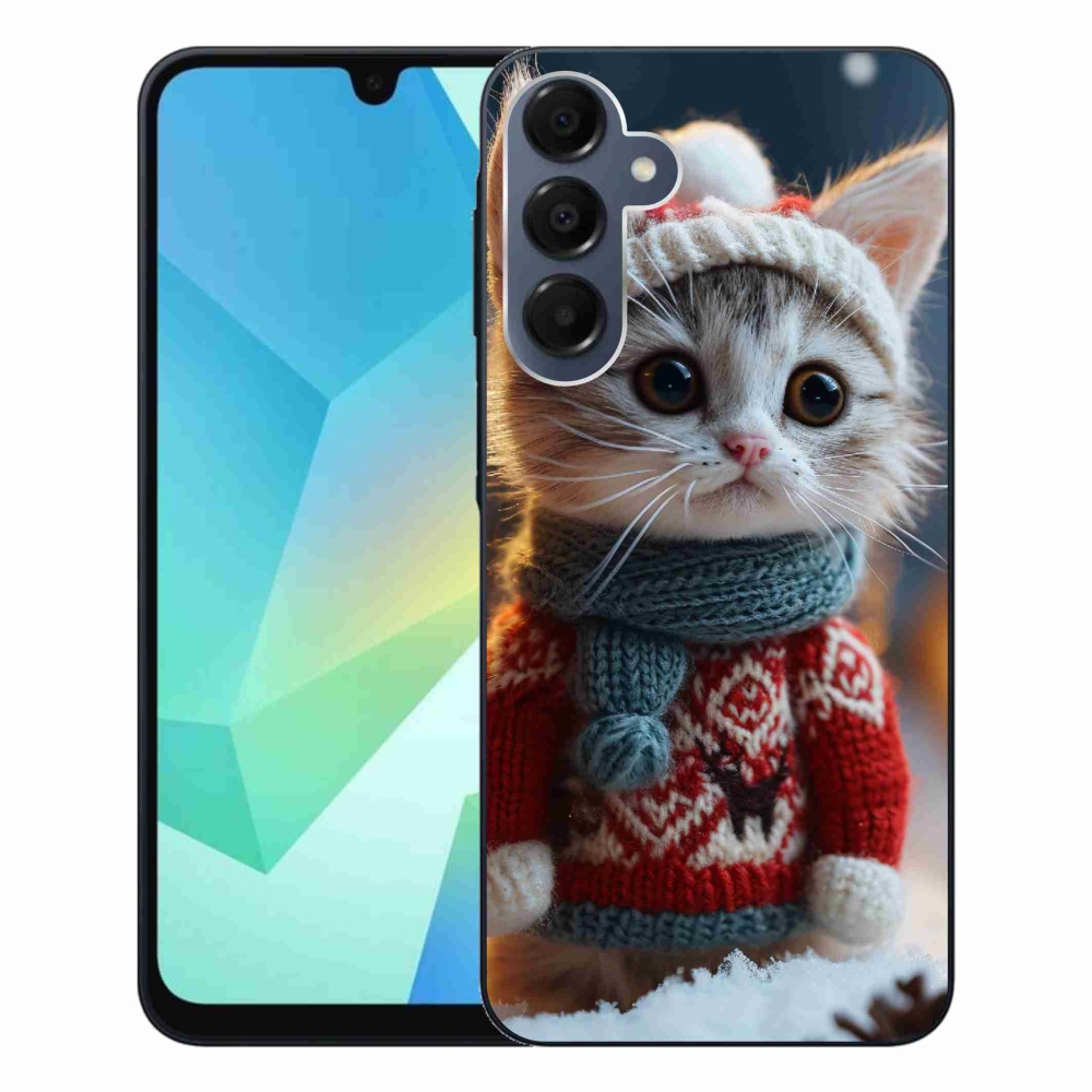 Zselés borítás mmCase Samsung Galaxy A16 4G/5G készülékhez - cica pulóverben