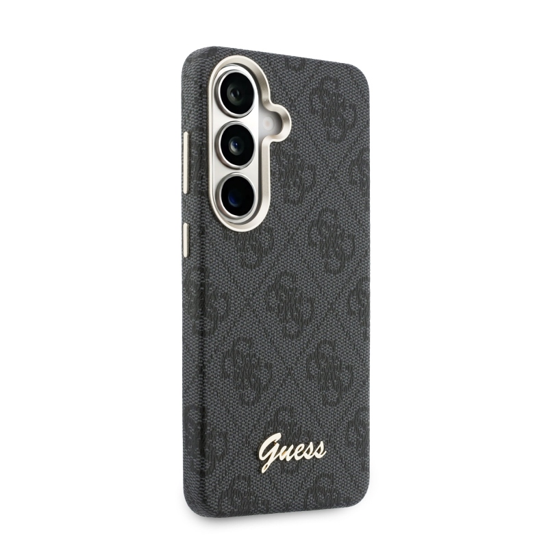 Guess PU 4G Script Metal Logo mágneses hátlap Samsung Galaxy S26 fekete