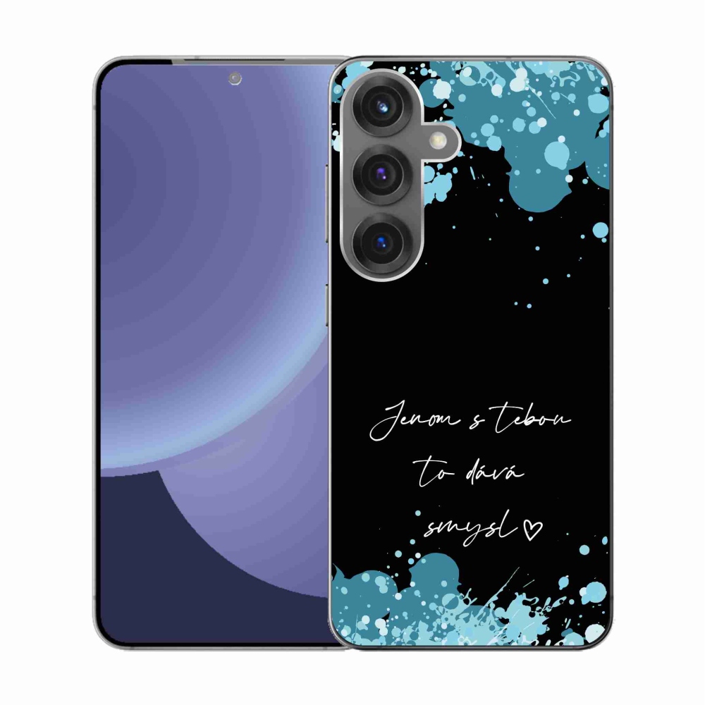 Gél borító mmCase Samsung Galaxy S25 készülékhez - szerelmes szöveg fekete háttérrel