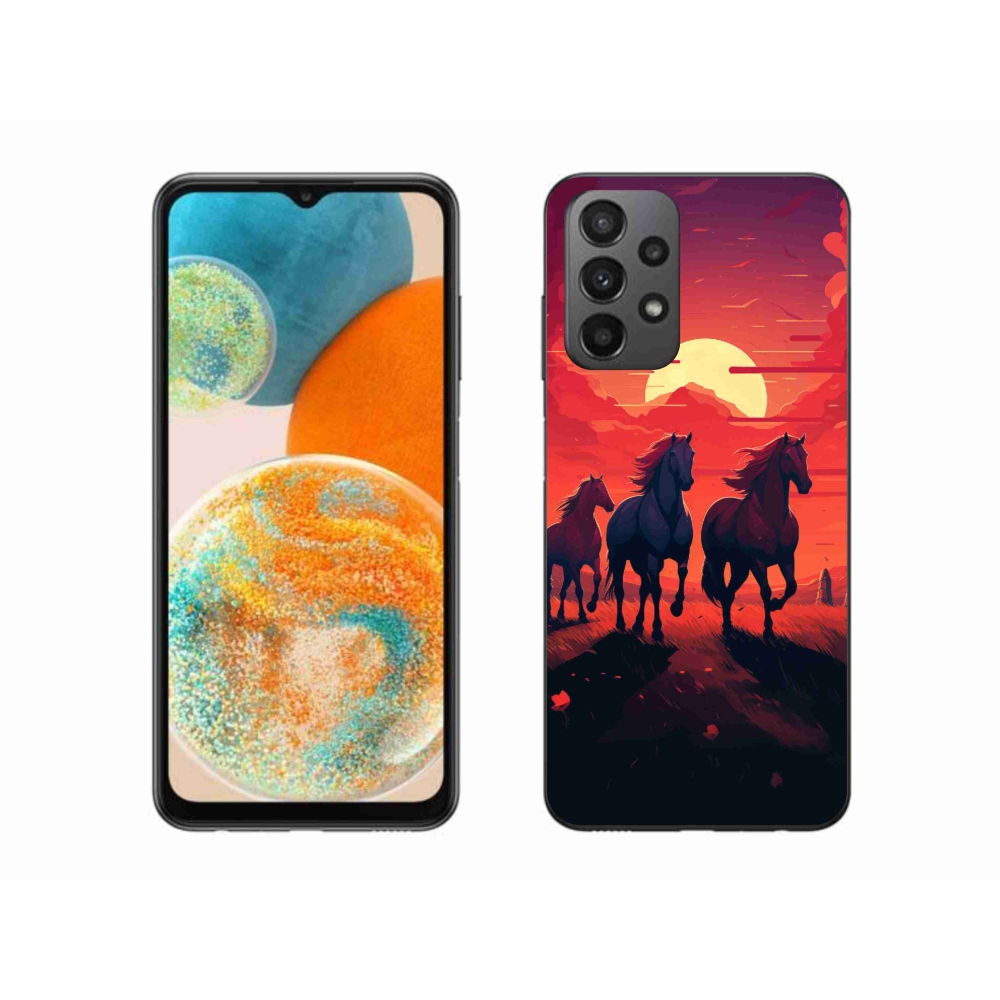 Gél borítás mmCase Samsung Galaxy A23 4G/5G - lovak és naplemente