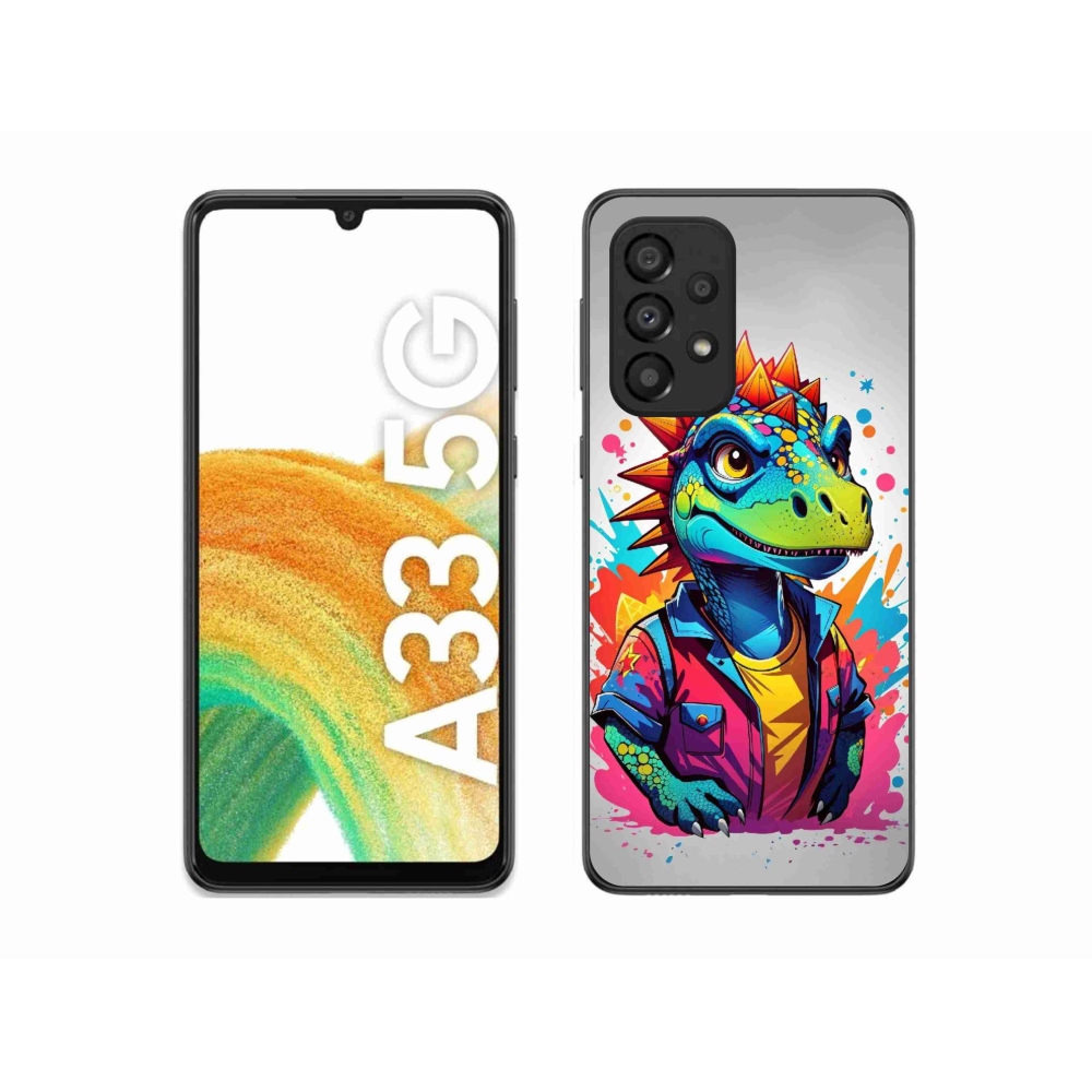 Zselés borítás mmCase Samsung Galaxy A33 5G - színes dinoszauruszokhoz