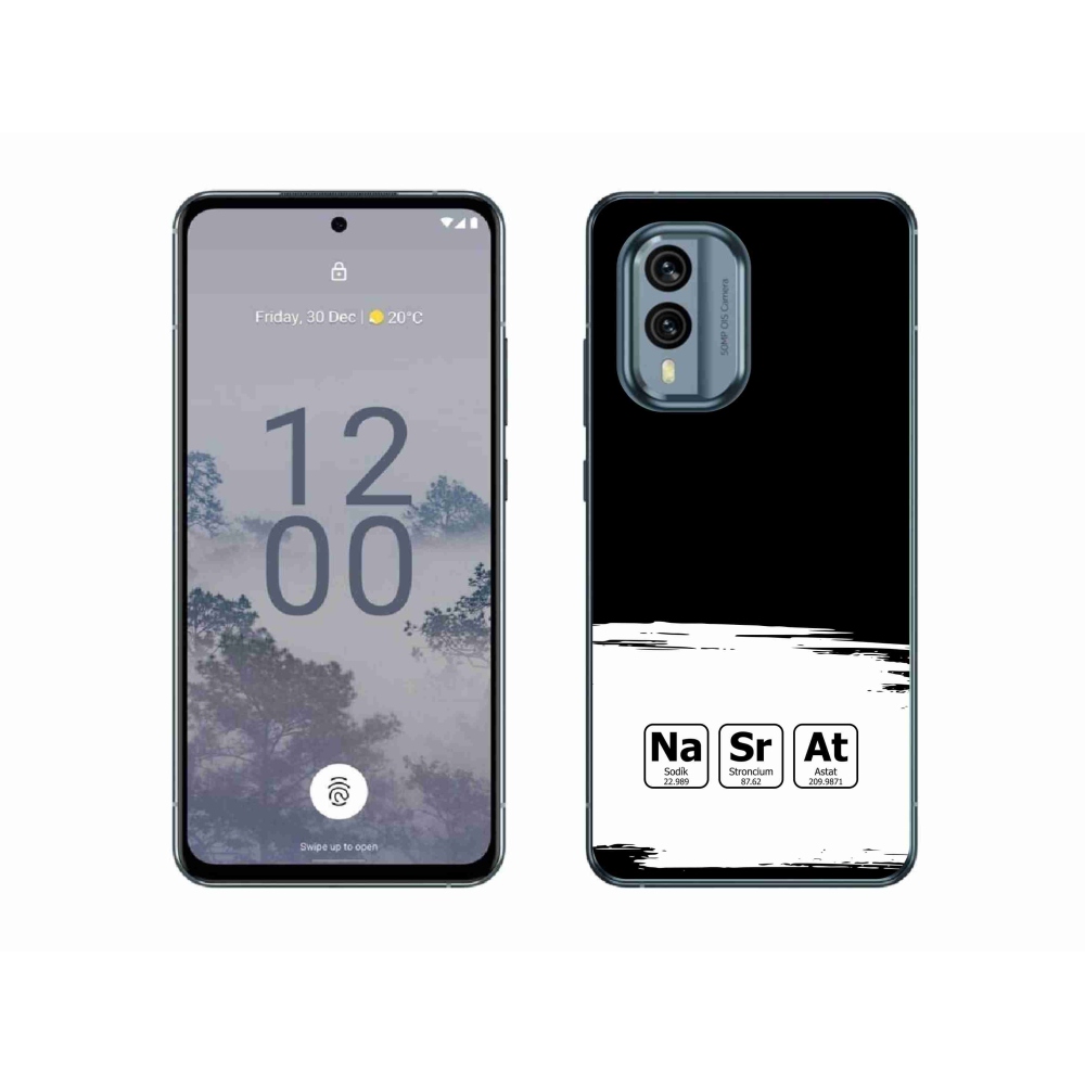 Zselés borító mmCase a Nokia X30 5G készülékhez - kémiai elemek fehér és fekete háttérrel