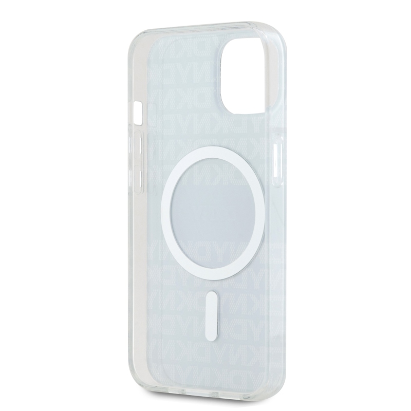 DKNY PC/TPU ismétlődő mintás tonális csíkos Magsafe hátlap iPhone 14-hez Fekete