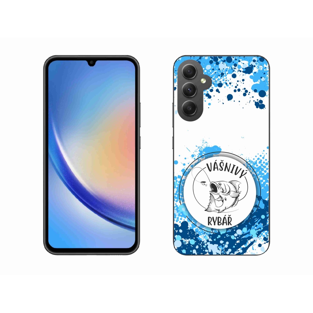 Gél borító mmCase Samsung Galaxy A34 5G - szenvedélyes halász fehér háttérrel