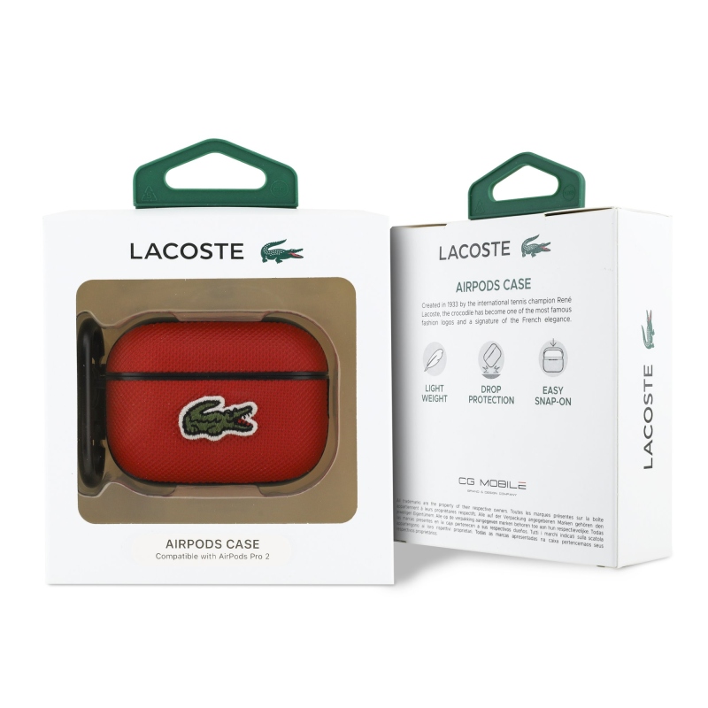 Lacoste Petit Pique Croc Logo Patch tok az AirPods Pro 2 készülékhez Piros