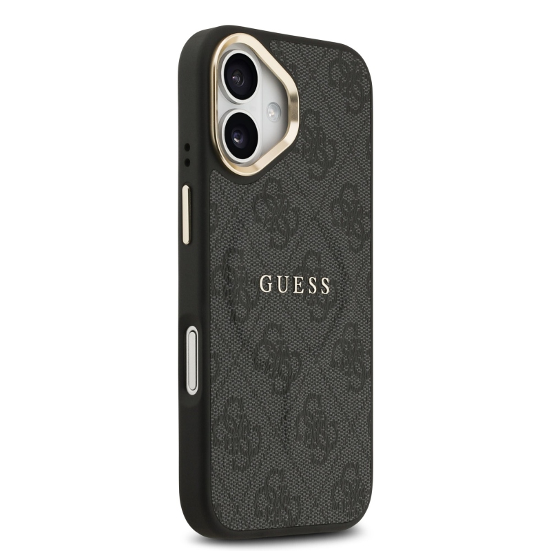 Guess PU bőr 4G aranykeret MagSafe hátlap iPhone 17 Fekete