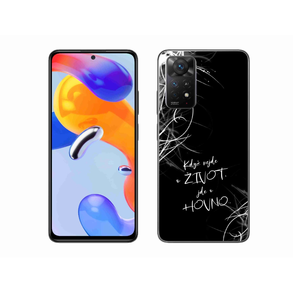 Gél borító mmCase a Xiaomi Redmi Note 11 Pro 4G/5G-hez - vicces szöveg 16 fekete háttérrel