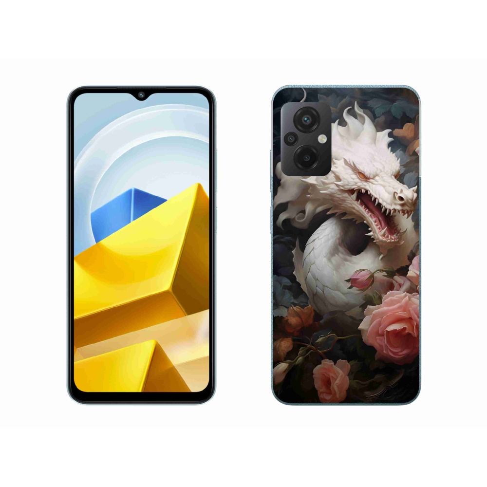 Gél borítás mmCase a Xiaomi Poco M5 4G-hez - fehér sárkány