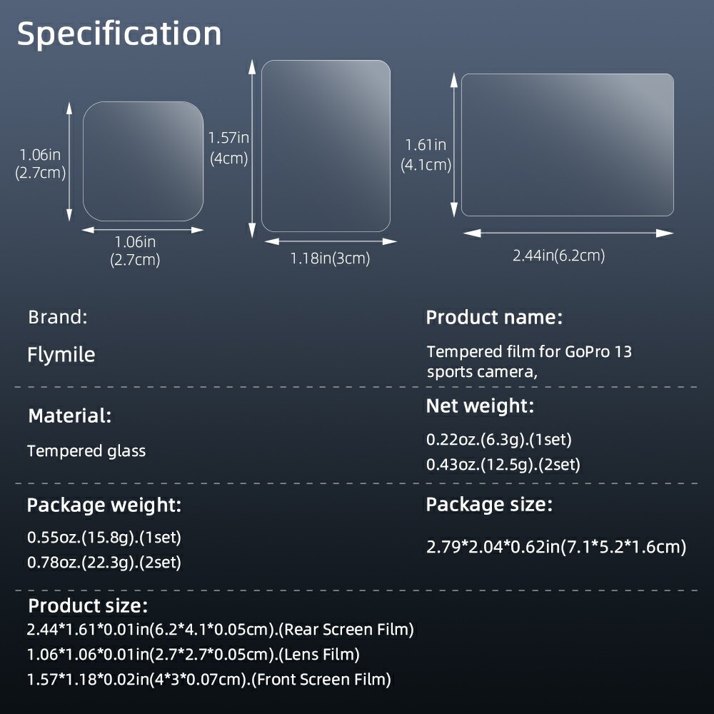 BRDRC 2× edzett üveg GoPro Hero 13 kijelzőhöz és lencséhez
