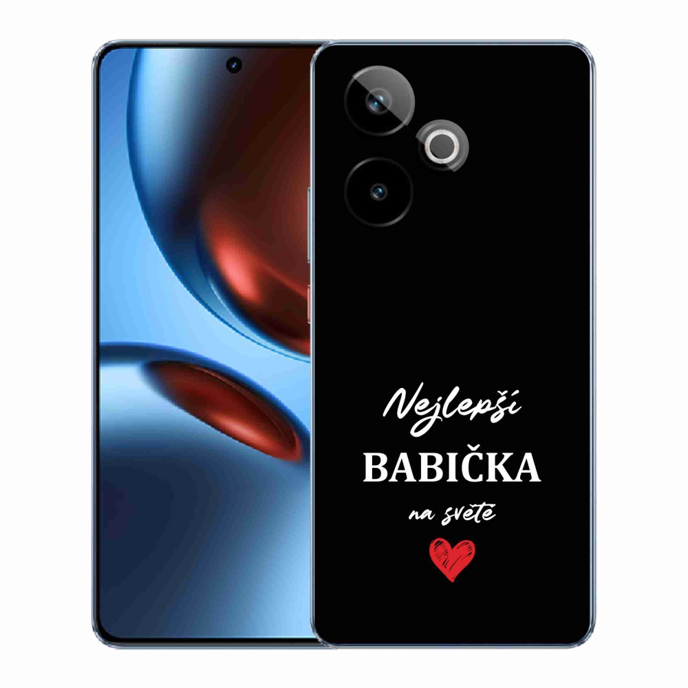 Rugalmas zselés tok mmCase a Realme GT 7 5G/GT 7T 5G képével - Best Grandma 1 fekete háttérrel