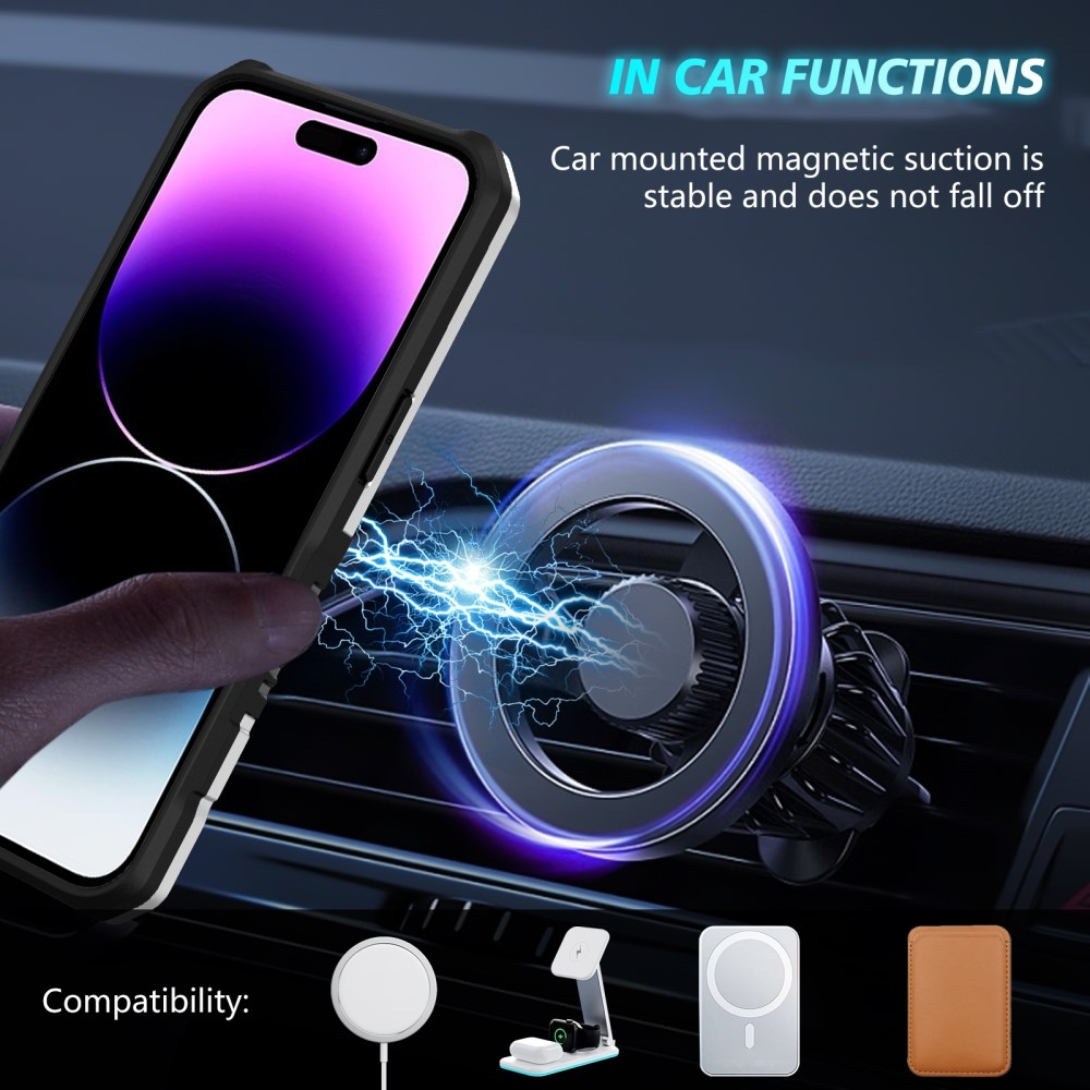 Katonai tartós védőburkolat MagSafe-vel iPhone 14 Pro Max készülékhez - Fekete/Fehér