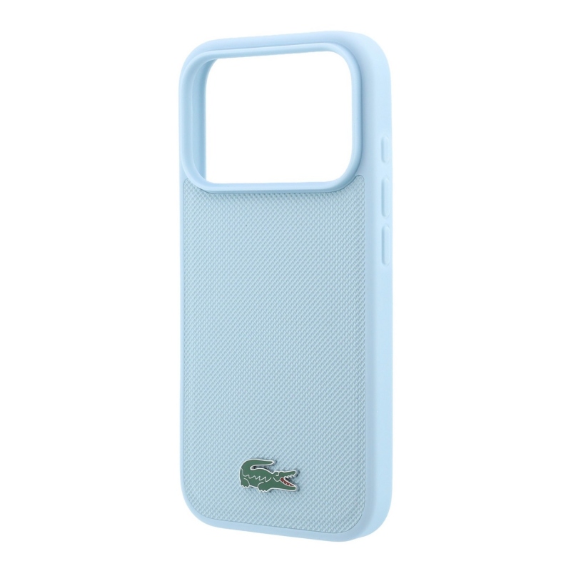 Lacoste PVC Iconic Petit Pique fém logós MagSafe hátsó tok iPhone 18 Pro Max-hoz, kék