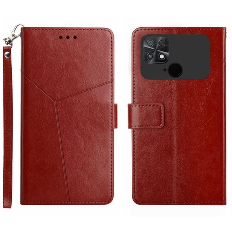 Y-Line PU bőr pénztárca tok a Xiaomi Poco C40 készülékhez - barna