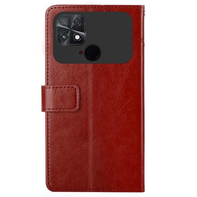 Y-Line PU bőr pénztárca tok a Xiaomi Poco C40 készülékhez - barna