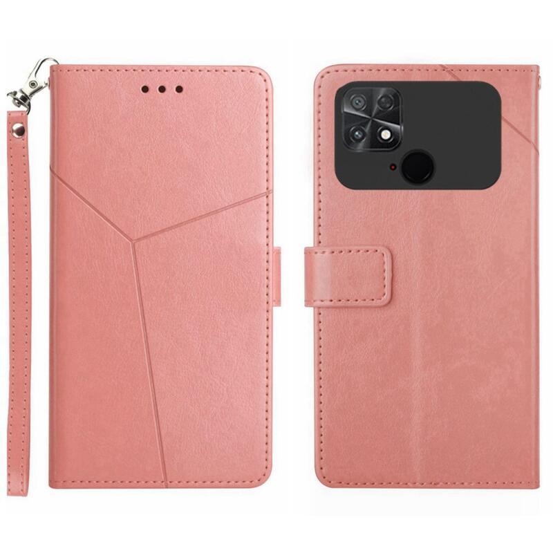 Y-Line PU bőr pénztárca tok a Xiaomi Poco C40 készülékhez - rózsaszín