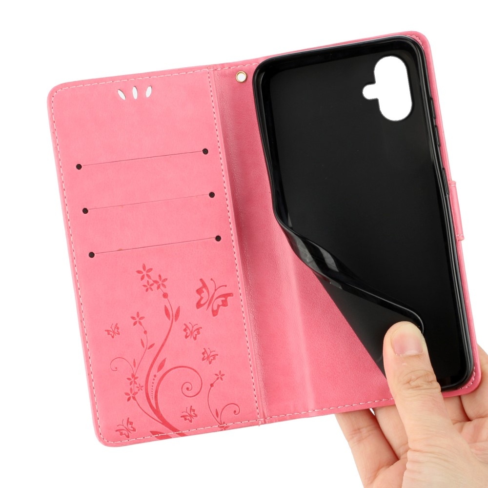 Virágok könyv tok Samsung Galaxy A06 4G - rózsaszínű