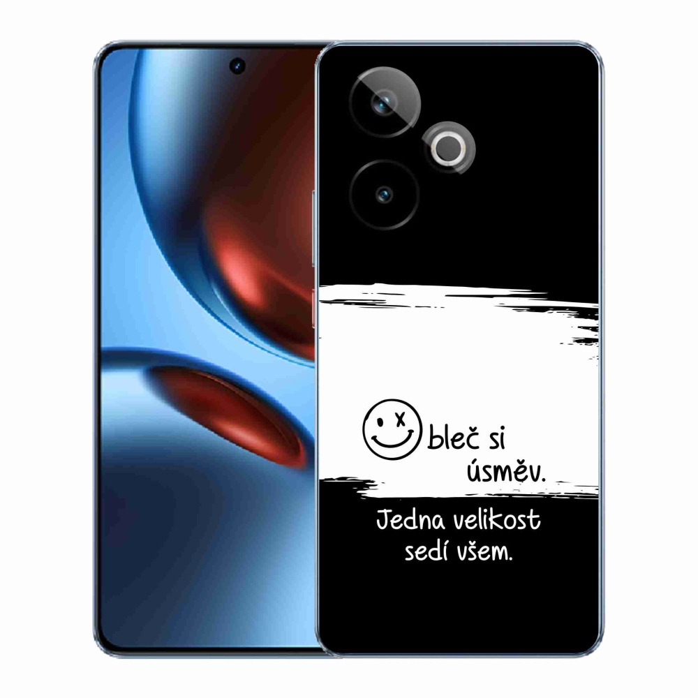 Rugalmas gél tok mmCase képzeletbeli Realme GT 7 5G/GT 7T 5G - vicces szöveg 8 fekete-fehér háttérrel