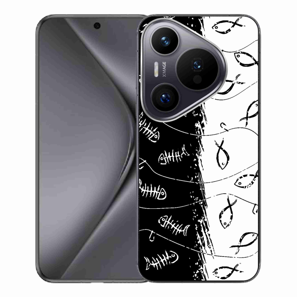 Zselés borítás mmCase a Huawei Pura 70 Pro számára - csontvázak és halak