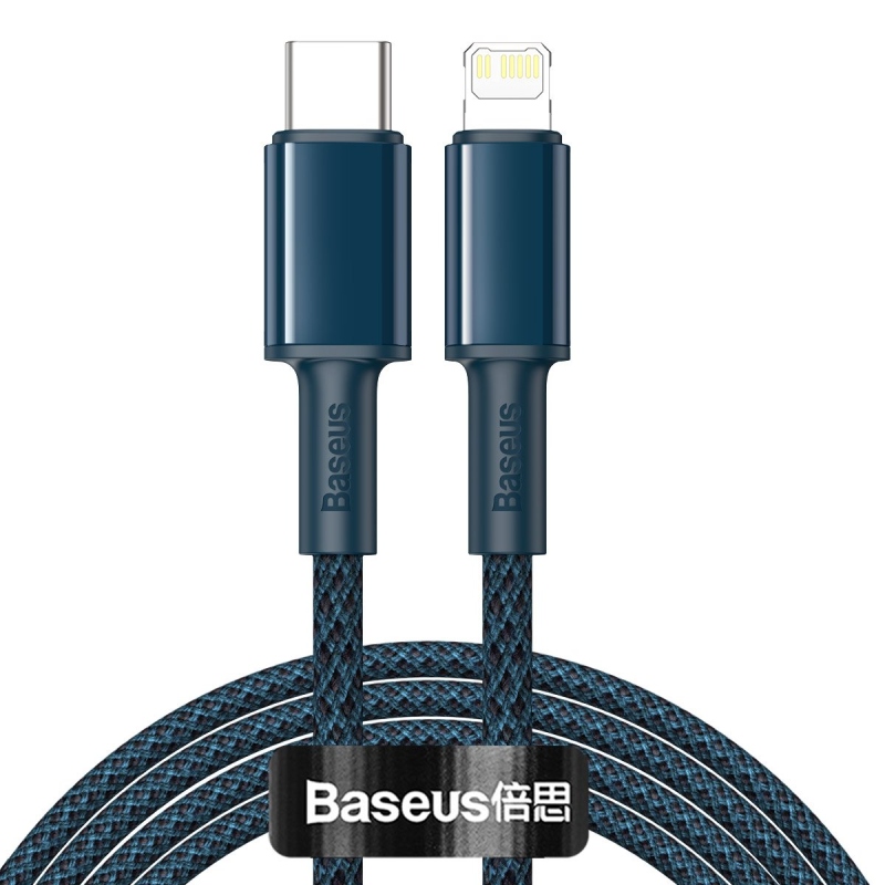 Baseus High Density Braided Series Gyors töltő kábel USB-C - világítás 20W 2m kék