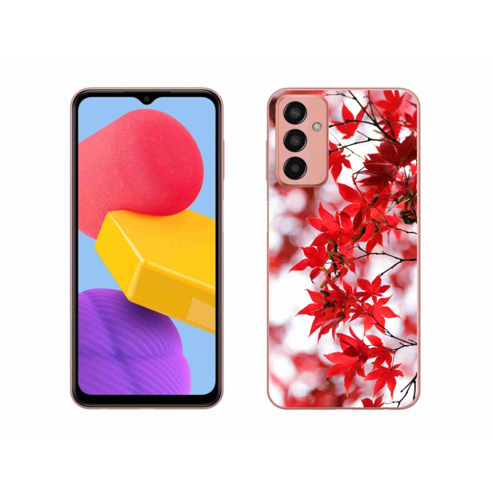 Zselés borítás mmCase Samsung Galaxy M13 készülékhez - piros levelek