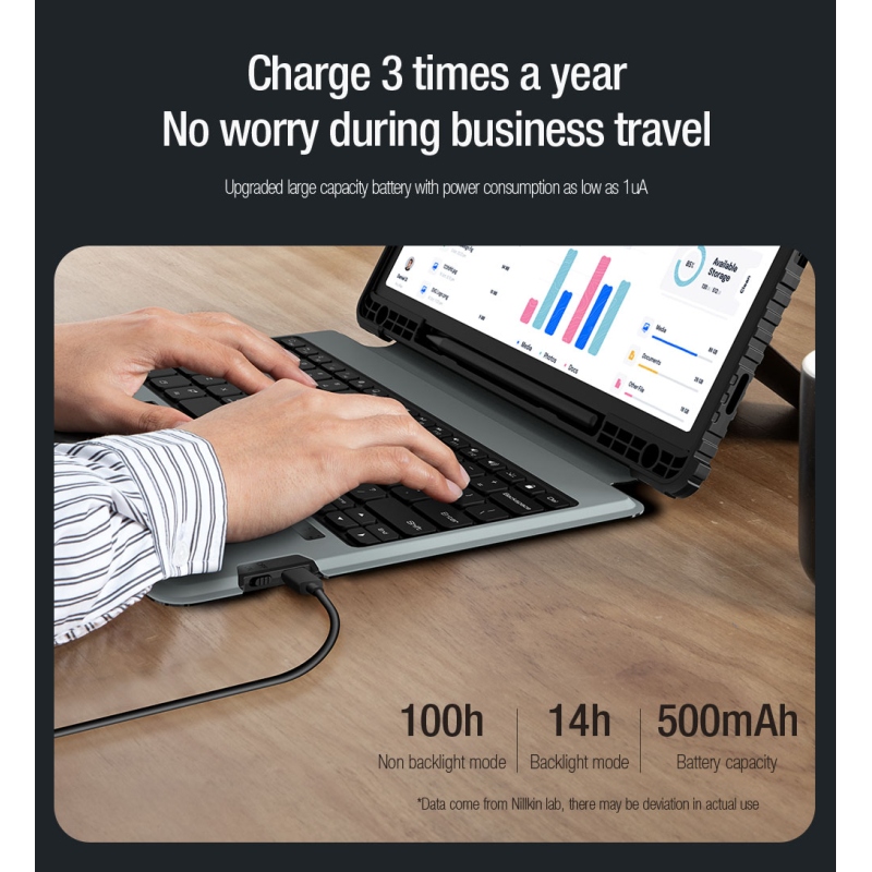 Nillkin Bumper Combo billentyűzet tok (háttérvilágításos verzió) Samsung Tab S9+ fekete színűhöz