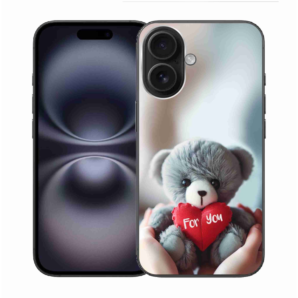 Gél borítás mmCase iPhone 16-hoz - mackó a szerelmesek számára