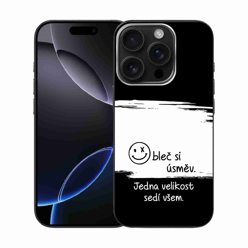 Gél borítás mmCase iPhone 16 Pro készülékhez - vicces szöveg 8 fekete-fehér háttérrel