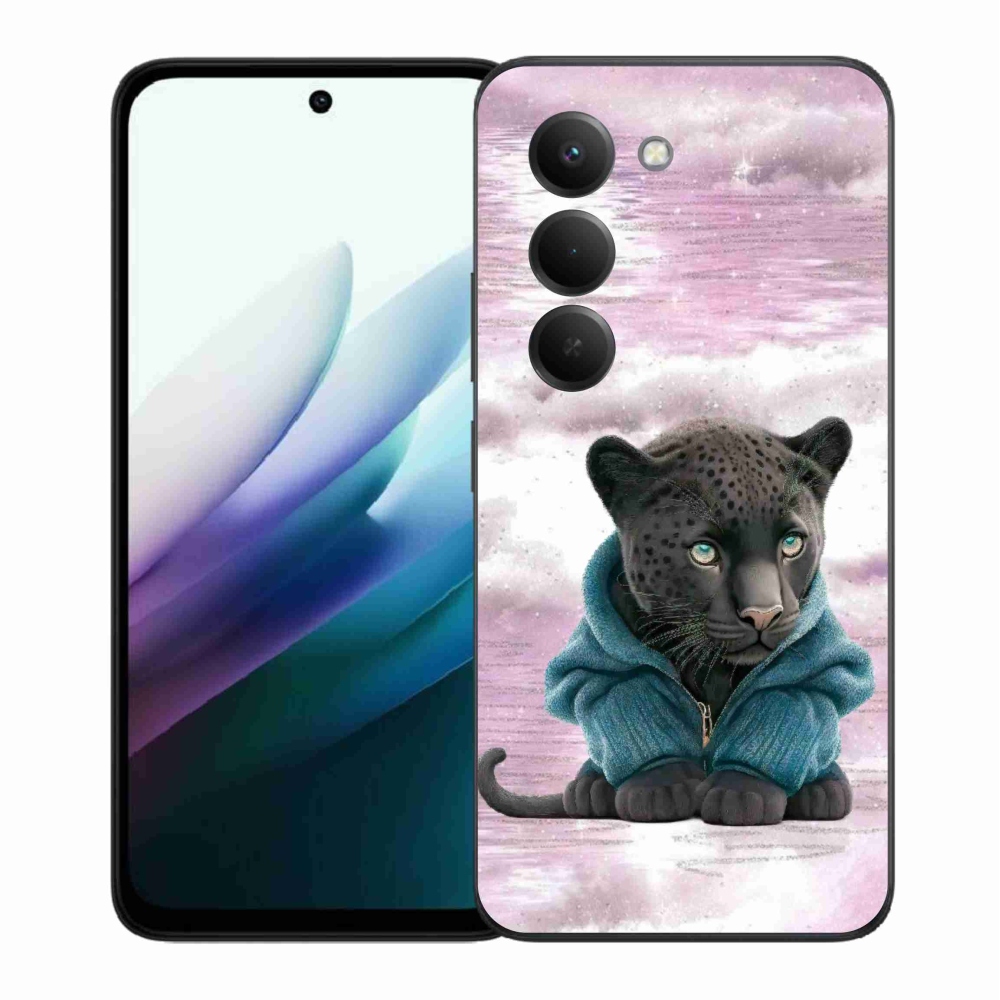 Zselés borítás mmCase a Xiaomi Redmi 15 4G/5G (171mm) - fekete párduc pulóverben