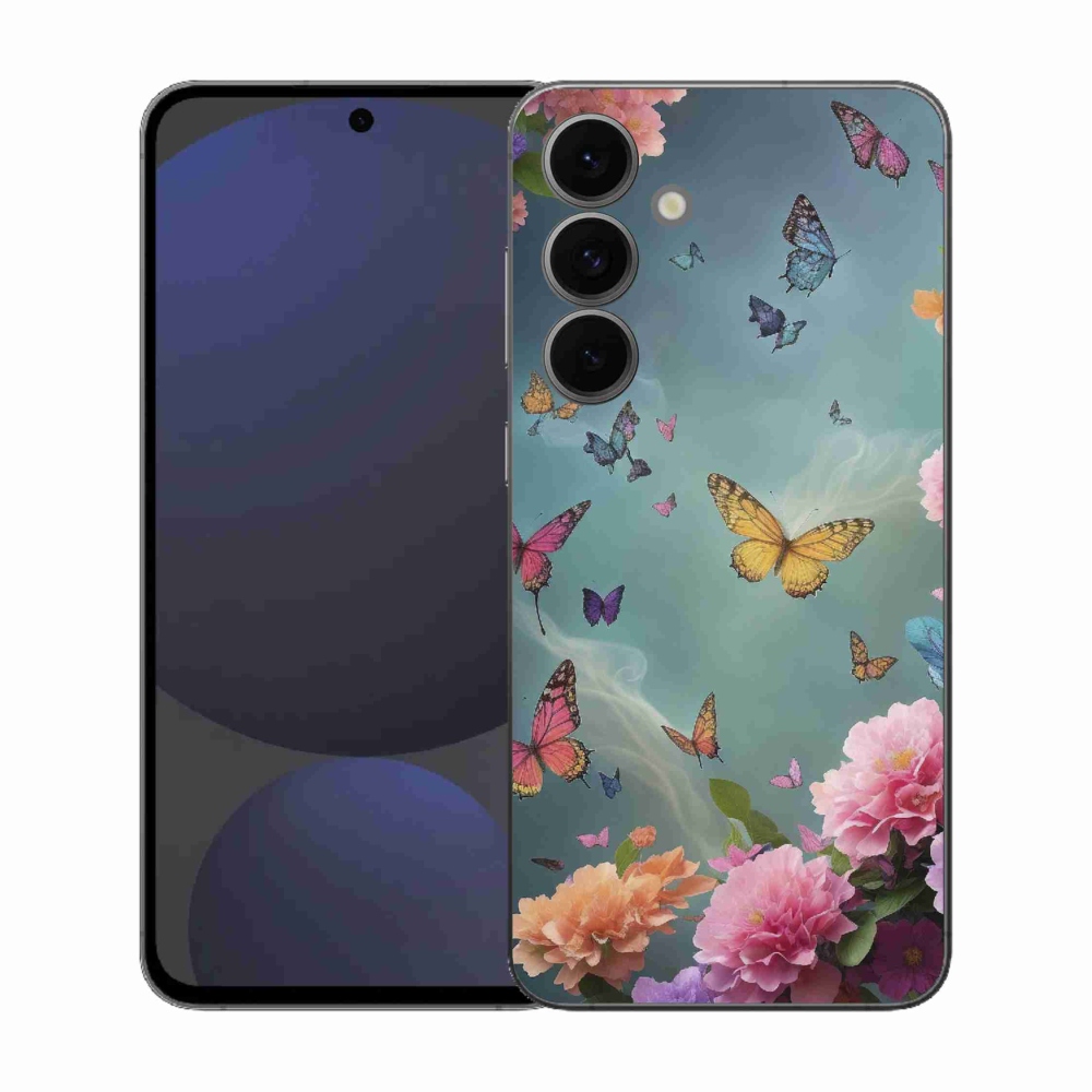 Gél borítás mmCase Samsung Galaxy S25 FE készülékhez - színes virágok és pillangók