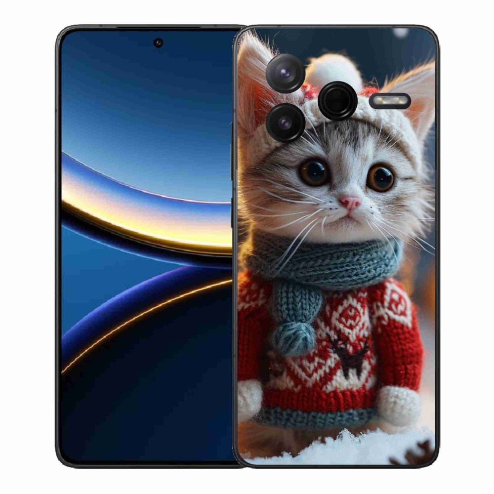 Gél borítás mmCase a Xiaomi Poco F7 Pro számára - cica pulóverben