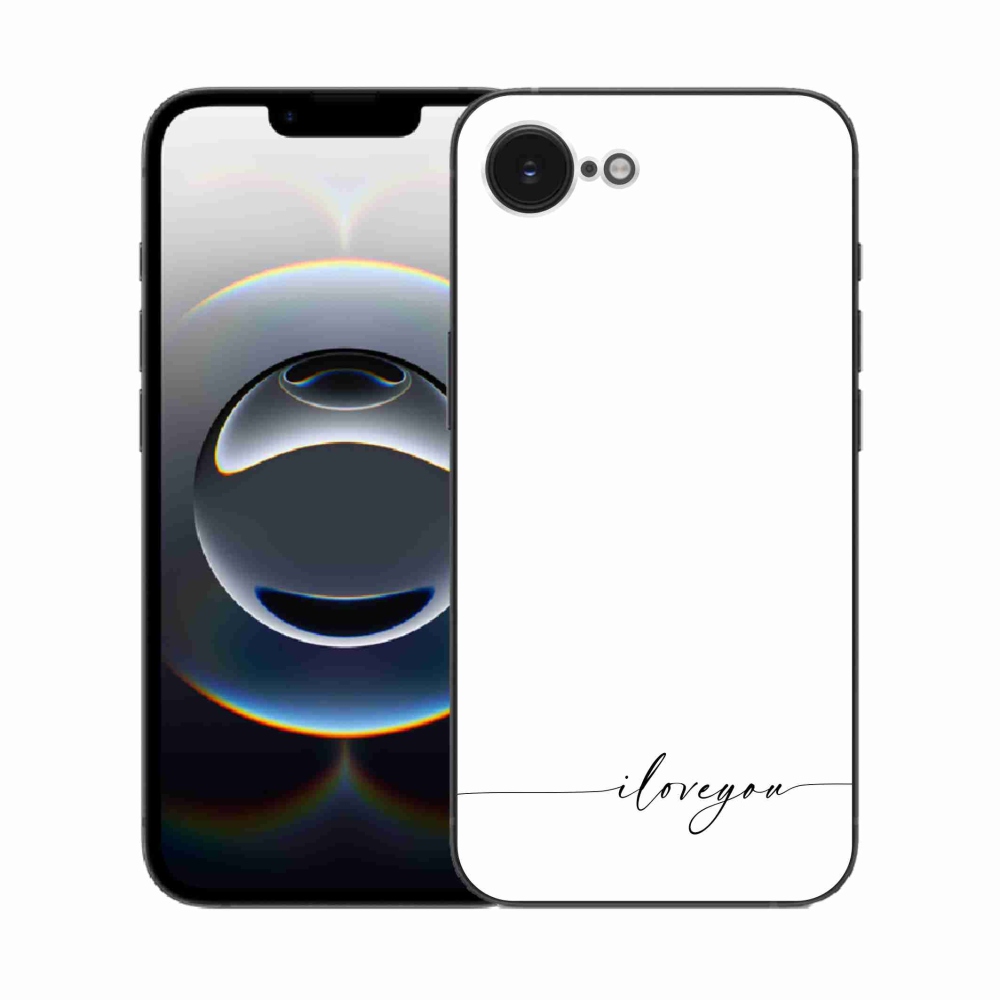 Gél borítás mmCase iPhone 16e készülékhez - I love you fehér háttérrel