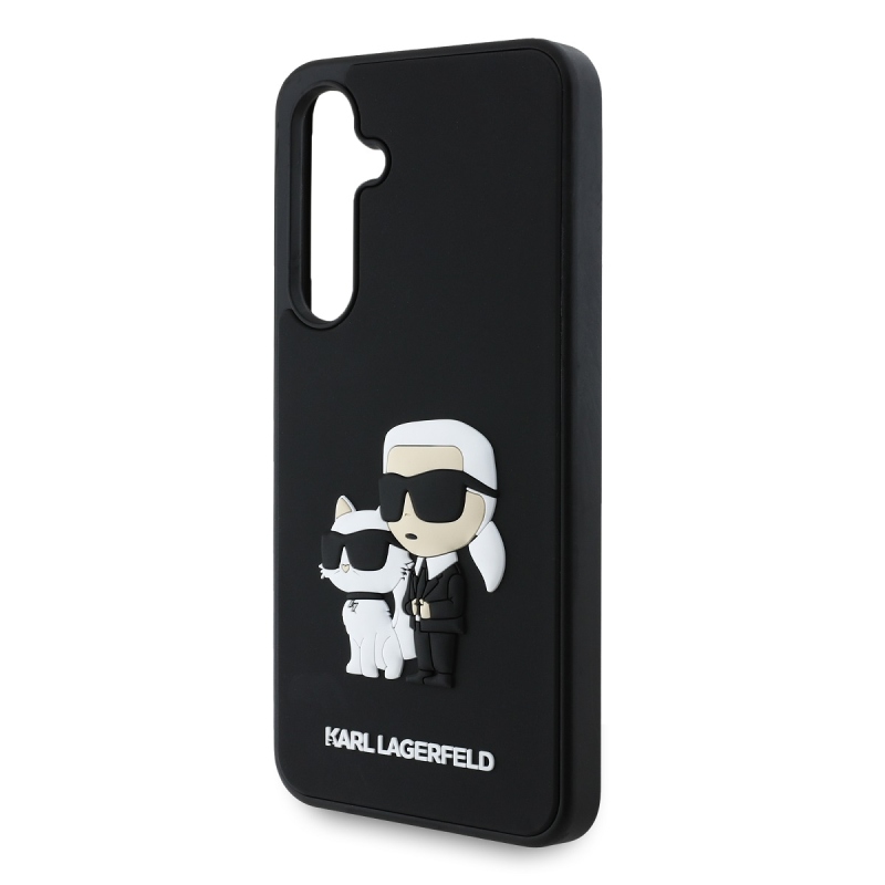Karl Lagerfeld 3D gumiból készült Karl és Choupette hátlap Samsung Galaxy S24 FE Fekete