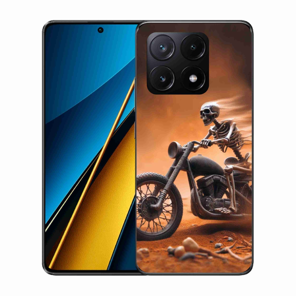 Gél borítás mmCase a Xiaomi Poco X6 Pro 5G számára - csontváz egy motorkerékpáron