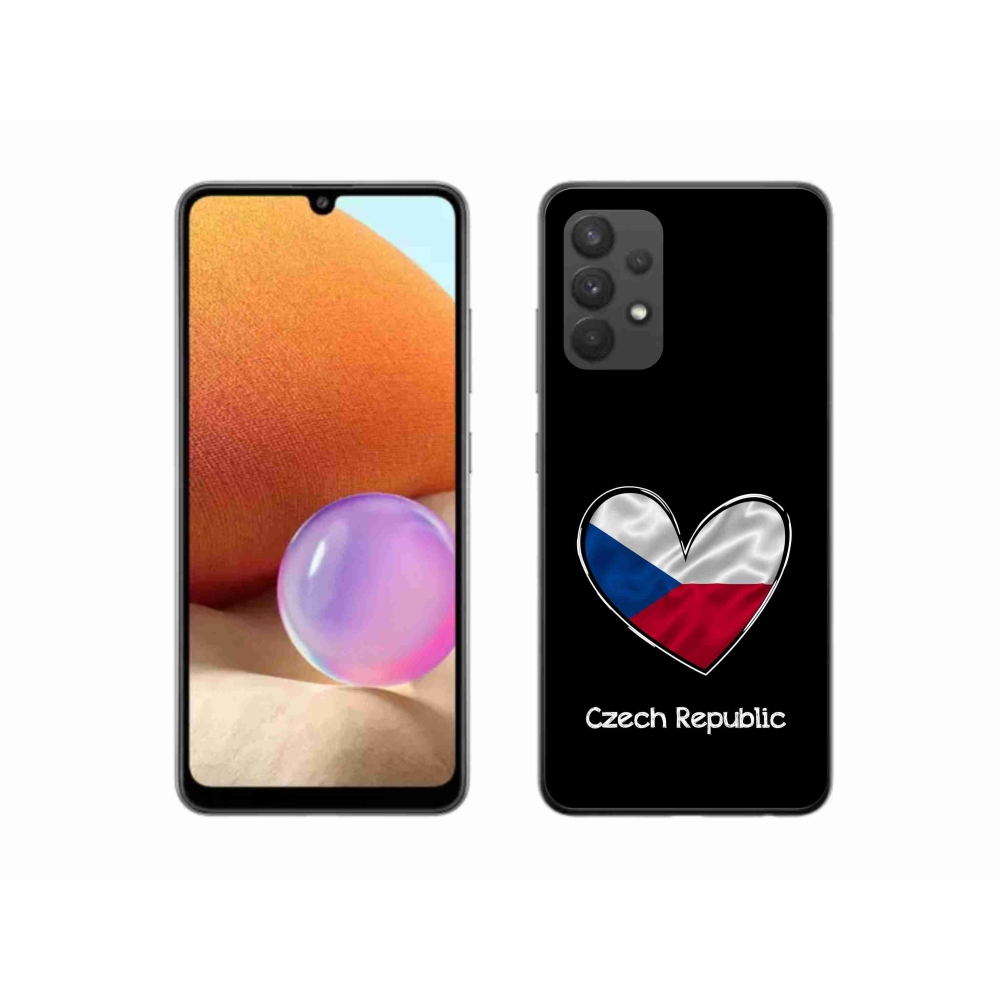 Gél borítás mmCase Samsung Galaxy A32 4G - zászlós szív fekete háttérrel
