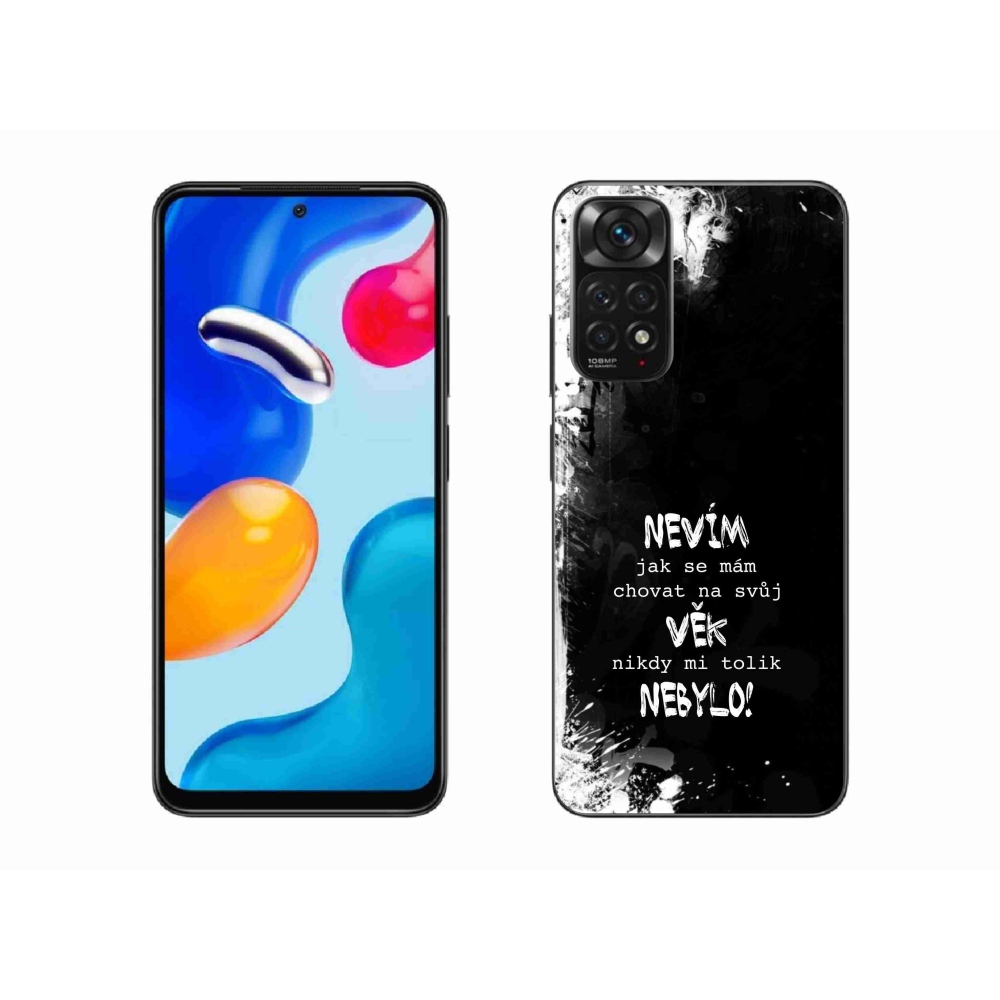 Gél borító mmCase a Xiaomi Redmi Note 11 4G-hez - vicces szöveg 14 fekete háttérrel