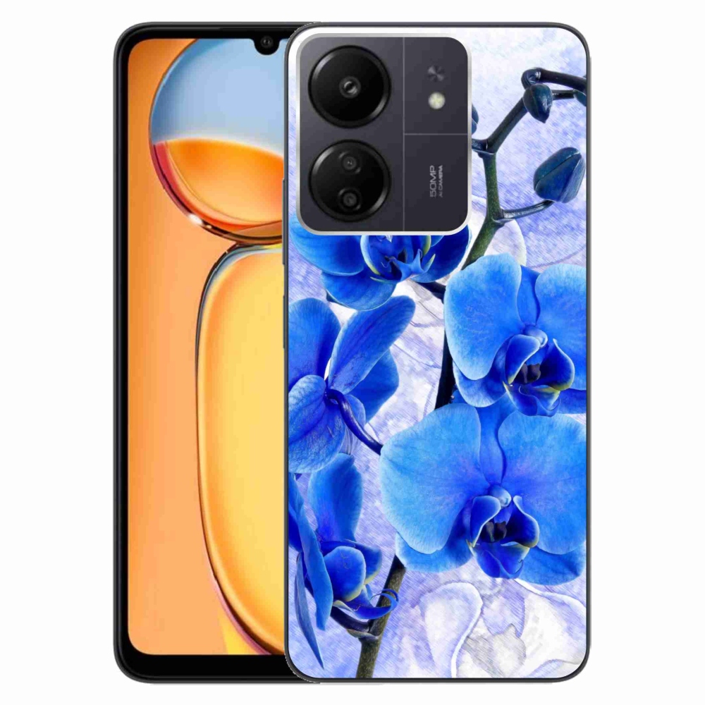 Gél borító mmCase a Xiaomi Poco C65/Redmi 13C készülékhez - kék virágok