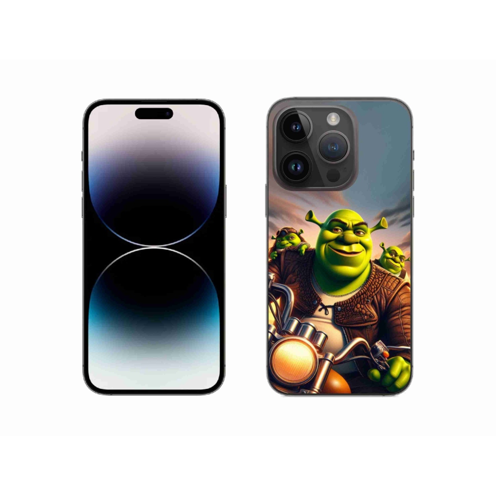 Zselés borítás mmCase iPhone 14 Pro 6.1 készülékhez - Shrek egy motorkerékpáron